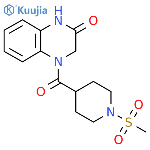 4-(1-methanesulfonylpiperidine-4-carbonyl)-1,2,3,4-tetrahydroquinoxalin-2-one structure