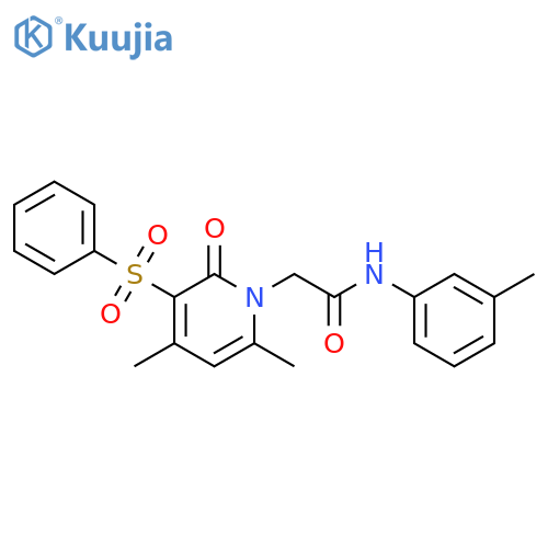2-[3-(benzenesulfonyl)-4,6-dimethyl-2-oxo-1,2-dihydropyridin-1-yl]-N-(3-methylphenyl)acetamide structure