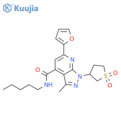 1-(1,1-dioxo-1lambda6-thiolan-3-yl)-6-(furan-2-yl)-3-methyl-N-pentyl-1H-pyrazolo[3,4-b]pyridine-4-carboxamide structure