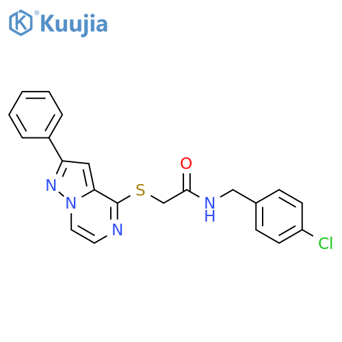N-[(4-chlorophenyl)methyl]-2-({2-phenylpyrazolo[1,5-a]pyrazin-4-yl}sulfanyl)acetamide structure