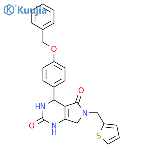 4-[4-(benzyloxy)phenyl]-6-[(thiophen-2-yl)methyl]-1H,2H,3H,4H,5H,6H,7H-pyrrolo[3,4-d]pyrimidine-2,5-dione structure