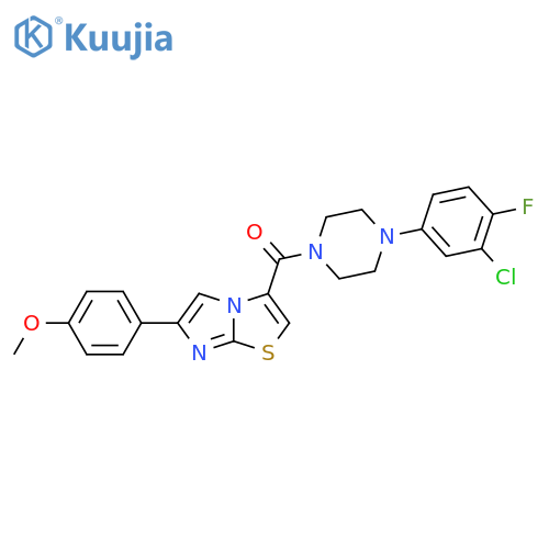1-(3-chloro-4-fluorophenyl)-4-[6-(4-methoxyphenyl)imidazo[2,1-b][1,3]thiazole-3-carbonyl]piperazine structure