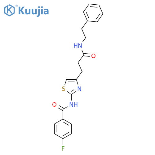 4-fluoro-N-(4-{2-[(2-phenylethyl)carbamoyl]ethyl}-1,3-thiazol-2-yl)benzamide structure