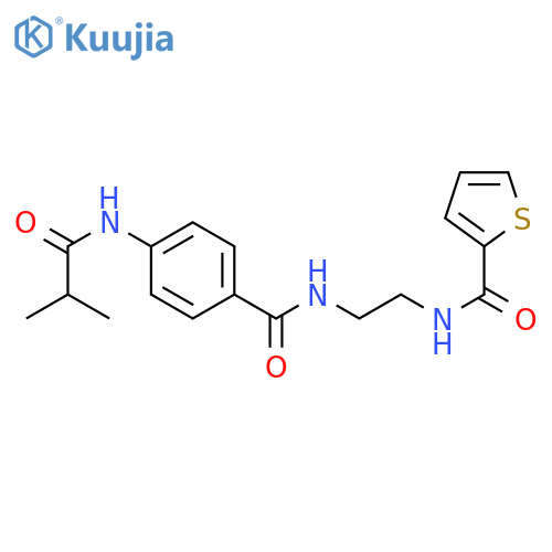 4-(2-methylpropanamido)-N-{2-[(thiophen-2-yl)formamido]ethyl}benzamide structure