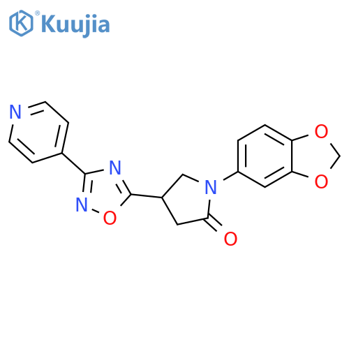 1-(2H-1,3-benzodioxol-5-yl)-4-[3-(pyridin-4-yl)-1,2,4-oxadiazol-5-yl]pyrrolidin-2-one structure