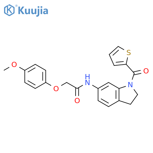 2-(4-methoxyphenoxy)-N-[1-(thiophene-2-carbonyl)-2,3-dihydro-1H-indol-6-yl]acetamide structure