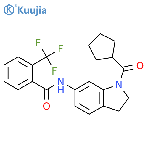 N-(1-cyclopentanecarbonyl-2,3-dihydro-1H-indol-6-yl)-2-(trifluoromethyl)benzamide structure