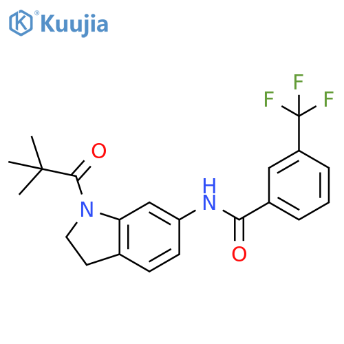 N-[1-(2,2-dimethylpropanoyl)-2,3-dihydro-1H-indol-6-yl]-3-(trifluoromethyl)benzamide structure