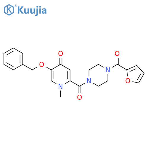 5-(benzyloxy)-2-[4-(furan-2-carbonyl)piperazine-1-carbonyl]-1-methyl-1,4-dihydropyridin-4-one structure