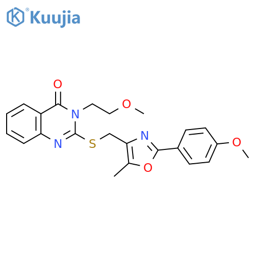 3-(2-methoxyethyl)-2-({[2-(4-methoxyphenyl)-5-methyl-1,3-oxazol-4-yl]methyl}sulfanyl)-3,4-dihydroquinazolin-4-one structure