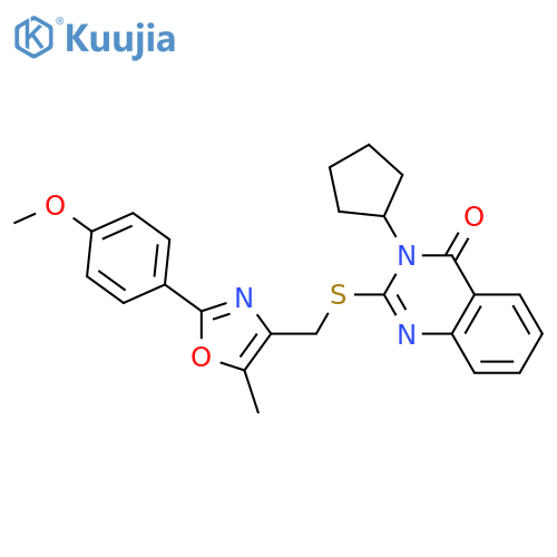 3-cyclopentyl-2-({[2-(4-methoxyphenyl)-5-methyl-1,3-oxazol-4-yl]methyl}sulfanyl)-3,4-dihydroquinazolin-4-one structure