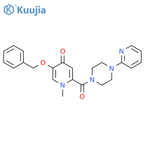 5-(benzyloxy)-1-methyl-2-[4-(pyridin-2-yl)piperazine-1-carbonyl]-1,4-dihydropyridin-4-one structure