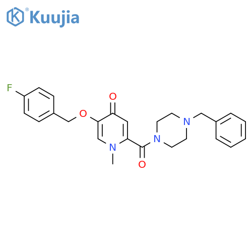 2-(4-benzylpiperazine-1-carbonyl)-5-[(4-fluorophenyl)methoxy]-1-methyl-1,4-dihydropyridin-4-one structure