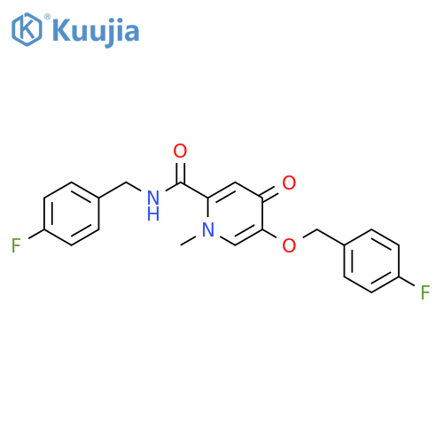 5-[(4-fluorophenyl)methoxy]-N-[(4-fluorophenyl)methyl]-1-methyl-4-oxo-1,4-dihydropyridine-2-carboxamide structure
