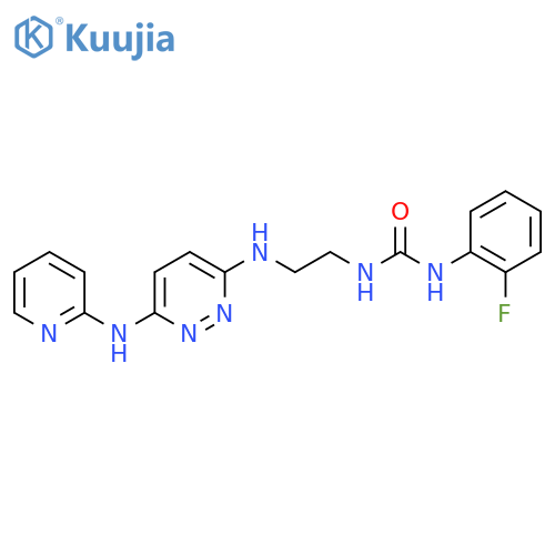1-(2-fluorophenyl)-3-[2-({6-[(pyridin-2-yl)amino]pyridazin-3-yl}amino)ethyl]urea structure