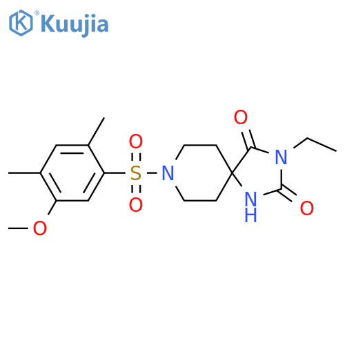 3-ethyl-8-(5-methoxy-2,4-dimethylbenzenesulfonyl)-1,3,8-triazaspiro[4.5]decane-2,4-dione structure