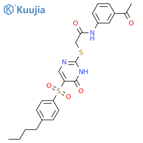 N-(3-acetylphenyl)-2-{[5-(4-butylbenzenesulfonyl)-6-oxo-1,6-dihydropyrimidin-2-yl]sulfanyl}acetamide structure