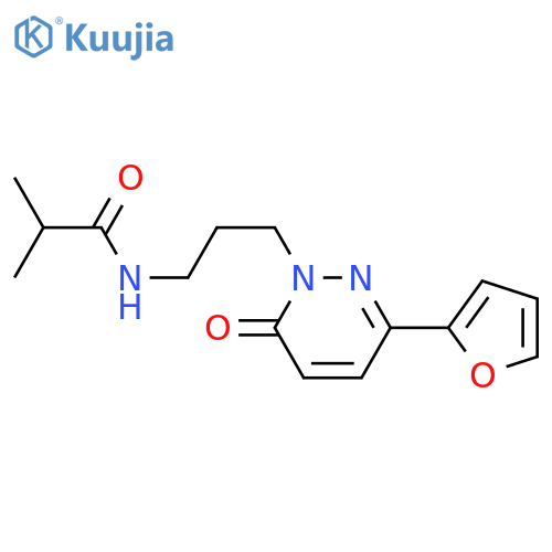 N-{3-[3-(furan-2-yl)-6-oxo-1,6-dihydropyridazin-1-yl]propyl}-2-methylpropanamide structure