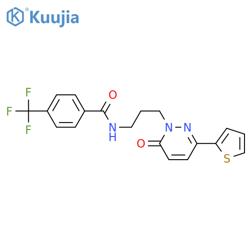 N-{3-[6-oxo-3-(thiophen-2-yl)-1,6-dihydropyridazin-1-yl]propyl}-4-(trifluoromethyl)benzamide structure