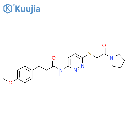 3-(4-methoxyphenyl)-N-(6-{[2-oxo-2-(pyrrolidin-1-yl)ethyl]sulfanyl}pyridazin-3-yl)propanamide structure