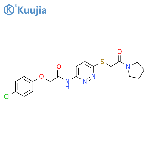 2-(4-chlorophenoxy)-N-(6-{[2-oxo-2-(pyrrolidin-1-yl)ethyl]sulfanyl}pyridazin-3-yl)acetamide structure