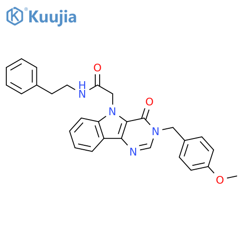 2-{3-[(4-methoxyphenyl)methyl]-4-oxo-3H,4H,5H-pyrimido[5,4-b]indol-5-yl}-N-(2-phenylethyl)acetamide structure