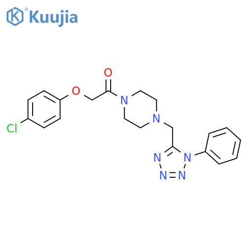 2-(4-chlorophenoxy)-1-{4-[(1-phenyl-1H-1,2,3,4-tetrazol-5-yl)methyl]piperazin-1-yl}ethan-1-one structure