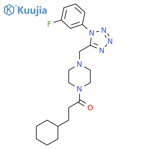 3-cyclohexyl-1-(4-{[1-(3-fluorophenyl)-1H-1,2,3,4-tetrazol-5-yl]methyl}piperazin-1-yl)propan-1-one structure