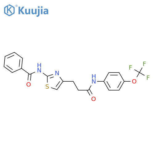 N-[4-(2-{[4-(trifluoromethoxy)phenyl]carbamoyl}ethyl)-1,3-thiazol-2-yl]benzamide structure