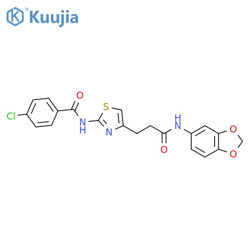 N-(4-{2-[(2H-1,3-benzodioxol-5-yl)carbamoyl]ethyl}-1,3-thiazol-2-yl)-4-chlorobenzamide structure