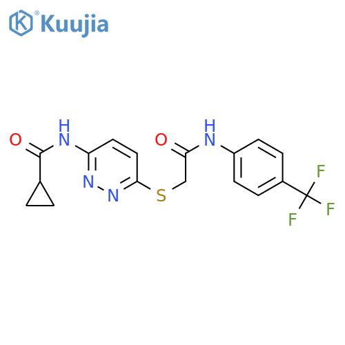 N-{6-[({[4-(trifluoromethyl)phenyl]carbamoyl}methyl)sulfanyl]pyridazin-3-yl}cyclopropanecarboxamide structure