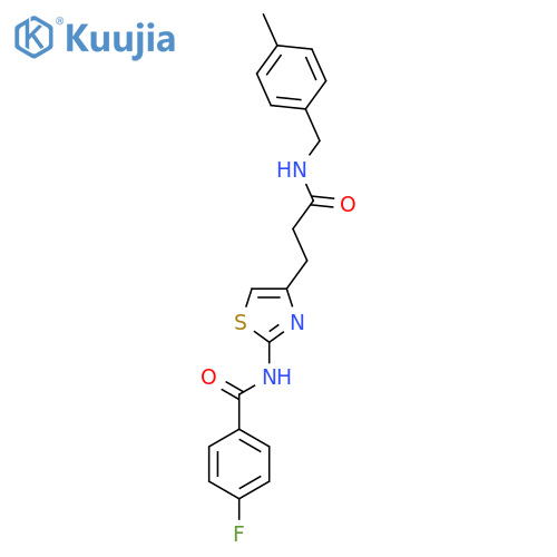 4-fluoro-N-[4-(2-{[(4-methylphenyl)methyl]carbamoyl}ethyl)-1,3-thiazol-2-yl]benzamide structure