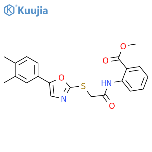 methyl 2-(2-{[5-(3,4-dimethylphenyl)-1,3-oxazol-2-yl]sulfanyl}acetamido)benzoate structure