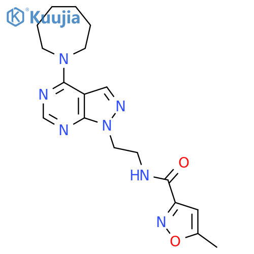 N-{2-[4-(azepan-1-yl)-1H-pyrazolo[3,4-d]pyrimidin-1-yl]ethyl}-5-methyl-1,2-oxazole-3-carboxamide structure
