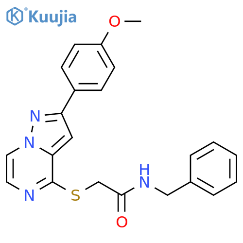 N-benzyl-2-{[2-(4-methoxyphenyl)pyrazolo[1,5-a]pyrazin-4-yl]sulfanyl}acetamide structure