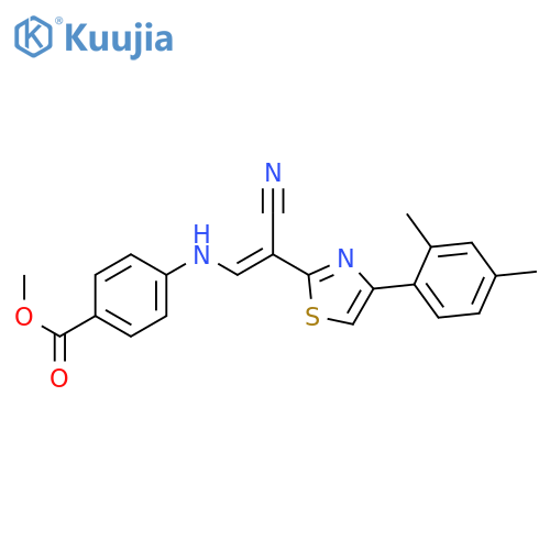 methyl 4-{[(1E)-2-cyano-2-[4-(2,4-dimethylphenyl)-1,3-thiazol-2-yl]eth-1-en-1-yl]amino}benzoate structure