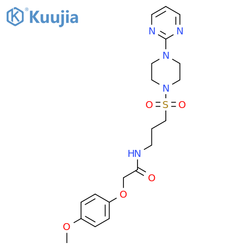 2-(4-methoxyphenoxy)-N-(3-{[4-(pyrimidin-2-yl)piperazin-1-yl]sulfonyl}propyl)acetamide structure