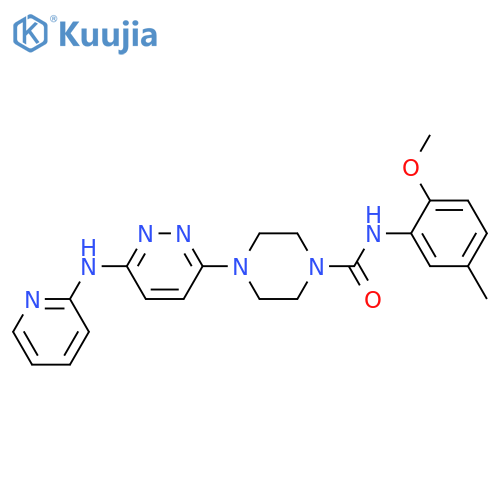 N-(2-methoxy-5-methylphenyl)-4-{6-[(pyridin-2-yl)amino]pyridazin-3-yl}piperazine-1-carboxamide structure