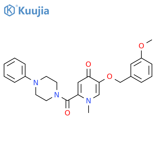 5-[(3-methoxyphenyl)methoxy]-1-methyl-2-(4-phenylpiperazine-1-carbonyl)-1,4-dihydropyridin-4-one structure