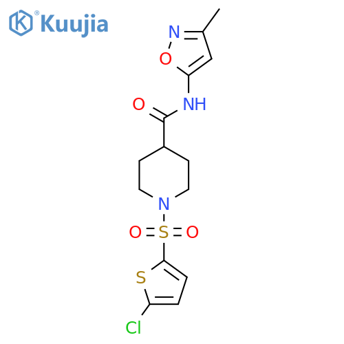 1-[(5-chlorothiophen-2-yl)sulfonyl]-N-(3-methyl-1,2-oxazol-5-yl)piperidine-4-carboxamide structure