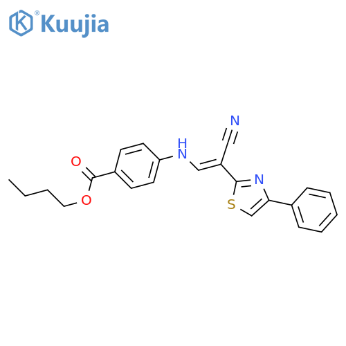 butyl 4-{[(1E)-2-cyano-2-(4-phenyl-1,3-thiazol-2-yl)eth-1-en-1-yl]amino}benzoate structure