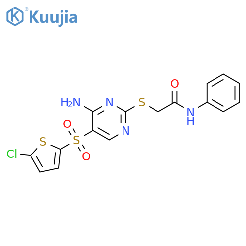 2-({4-amino-5-[(5-chlorothiophen-2-yl)sulfonyl]pyrimidin-2-yl}sulfanyl)-N-phenylacetamide structure