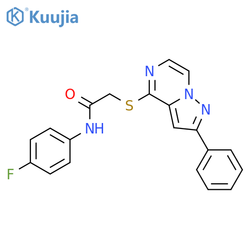 N-(4-fluorophenyl)-2-({2-phenylpyrazolo[1,5-a]pyrazin-4-yl}sulfanyl)acetamide structure