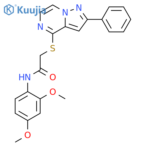 N-(2,4-dimethoxyphenyl)-2-({2-phenylpyrazolo[1,5-a]pyrazin-4-yl}sulfanyl)acetamide structure