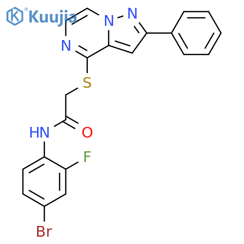 N-(4-bromo-2-fluorophenyl)-2-({2-phenylpyrazolo[1,5-a]pyrazin-4-yl}sulfanyl)acetamide structure
