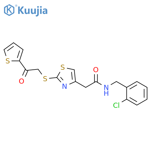 N-[(2-chlorophenyl)methyl]-2-(2-{[2-oxo-2-(thiophen-2-yl)ethyl]sulfanyl}-1,3-thiazol-4-yl)acetamide structure