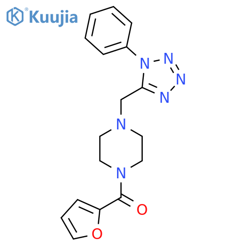 1-(furan-2-carbonyl)-4-[(1-phenyl-1H-1,2,3,4-tetrazol-5-yl)methyl]piperazine structure