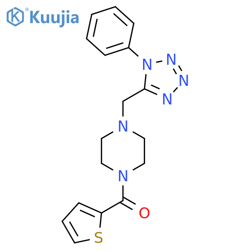 1-[(1-phenyl-1H-1,2,3,4-tetrazol-5-yl)methyl]-4-(thiophene-2-carbonyl)piperazine structure