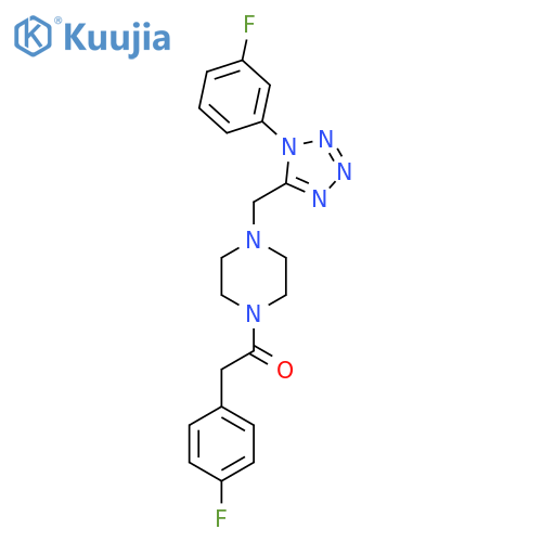 2-(4-fluorophenyl)-1-(4-{[1-(3-fluorophenyl)-1H-1,2,3,4-tetrazol-5-yl]methyl}piperazin-1-yl)ethan-1-one structure