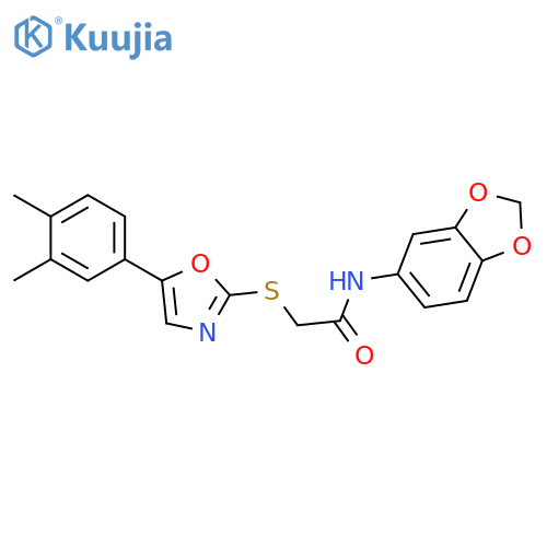 N-(2H-1,3-benzodioxol-5-yl)-2-{[5-(3,4-dimethylphenyl)-1,3-oxazol-2-yl]sulfanyl}acetamide structure